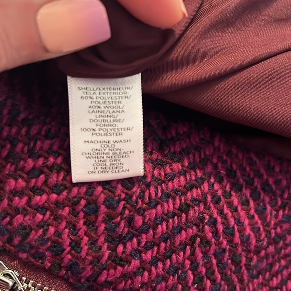 LOFT Wool Blend Tweed A-Line Zipper Detail Lined Skirt Size 10 Pink & Navy - Picture 9 of 9